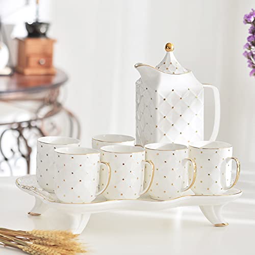 White Porcelain Tea Set Tea Gift Sets Tea Set with Tray Tea Cup Teapot Set Tea Pot 6 Cups Modern Tea Set for Tea