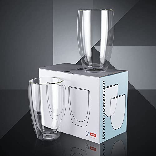 Set of 2 Double Wall Glass Coffee Mugs