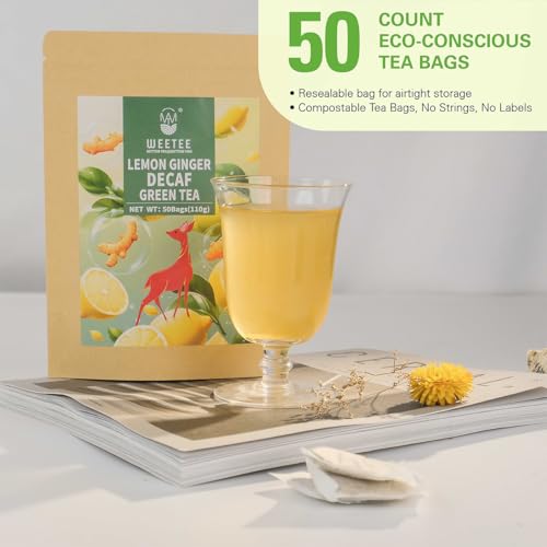 Lemon Ginger Decaf Green Tea Bags 50 Counts