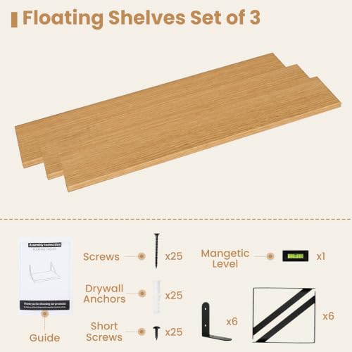 Floating Book Shelves for Wall (3 Count)