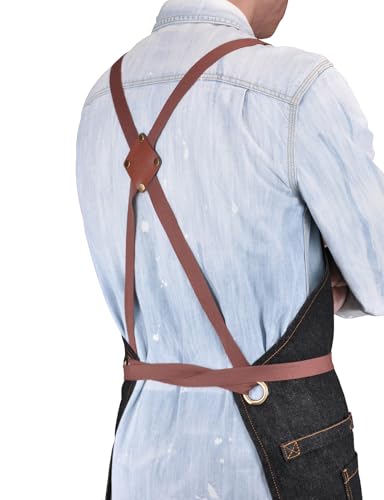 Mens Womens Cooking Apron with Cross Back Straps