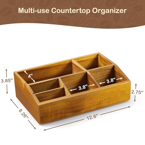 Acacia Wood Coffee Station Organizer for Countertop