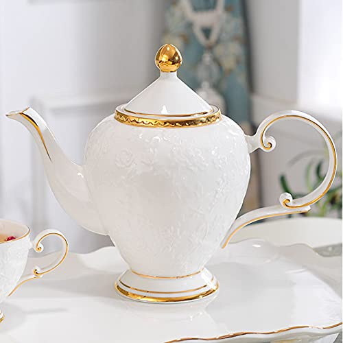 Porcelain Tea Set Tea Gift Sets with Tray Tea Cup Teapot Set Tea Pot with 6 Cups Modern Tea Set for Tea Coffee Water White