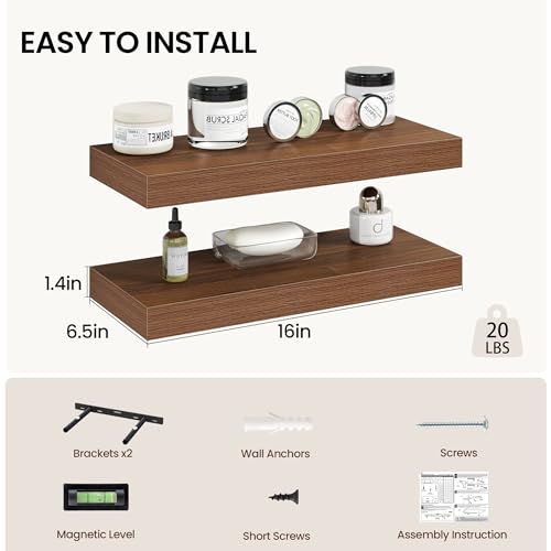 12 Inch Floating Shelves Wall Mounted for Display (2 Count)