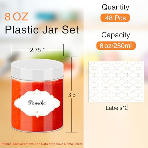 8 OZ Plastic Jars (48 Count)