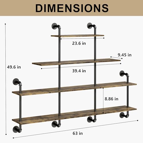 63" Industrial Pipe Shelving