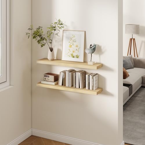 Rustic Real Wood Floating Shelves (2 Count)