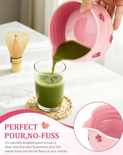Pink Matcha Whisk Set with Matcha Bowl