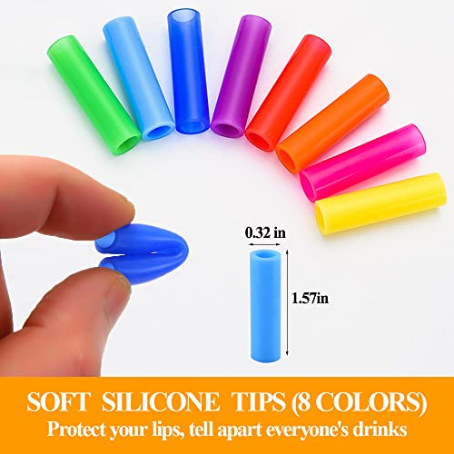 16 Pcs Metal Straw Reusable 8.5" 10.5" 6mm Stainless Steel Straws for Tumblers 20oz