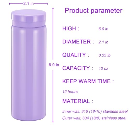 10oz Mini Water Bottle Stainless Steel Thermos Small Flask