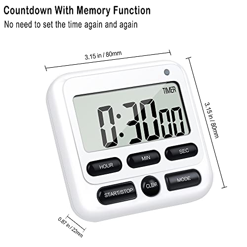 4-in-1 Digital Timer with Count Up/Down, Clock & Alarm, Ring & Silent Modes