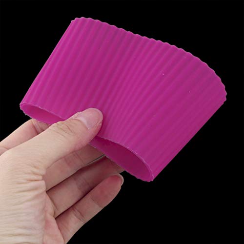 Silicone Nonslip Glass Bottle Mug Cup Sleeve Protector Cover Fuchsia