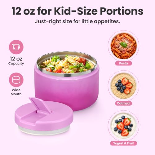 12oz Insulated Vacuum Food Jar with Buckle Lid Wide Mouth Soup Thermo for Hot Food Kids Leakproof Stainless Steel Lunch Container