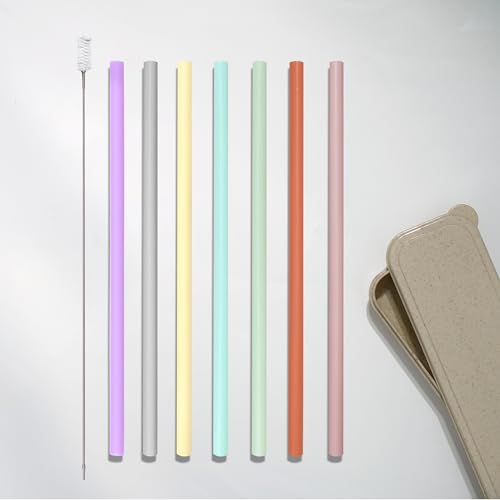 Silicone Reusable Straws with Case (7 Count)