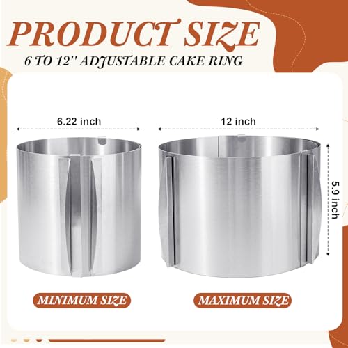 2 Pcs Extra High 15cm Cake Ring 6 to 12 Inch Adjustable Cake Mold (2 Count)
