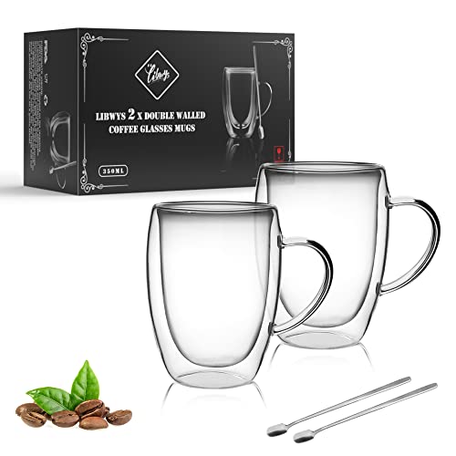 12oz Double Walled Coffee Cups Glasses Mugs (6 Count)