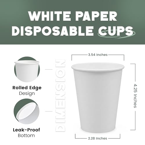Paper Cups 12 oz 1000 Pack for Coffee & Tea Made in USA (1000 Count)