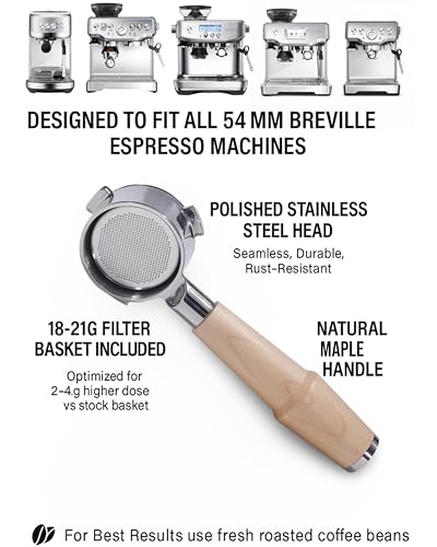 Bottomless Portafilter 54mm Breville Compatible Maple Handle
