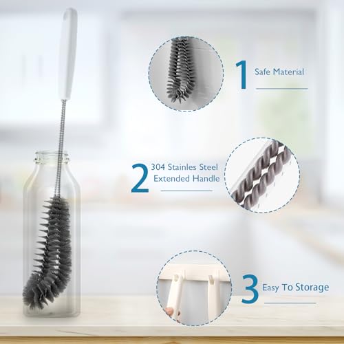 16 inches Long Handle Black Bottle Cleaning Brushes (2 Count)