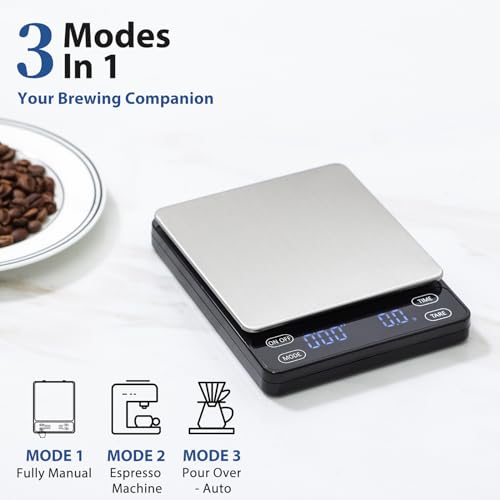 KitchenTour Nano Coffee Scale with Timer 3kg