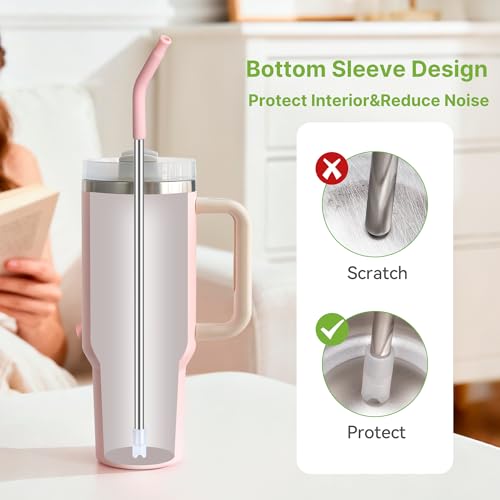 Stainless Steel Straws For Stanley 40 oz Tumble With Silicone Tip