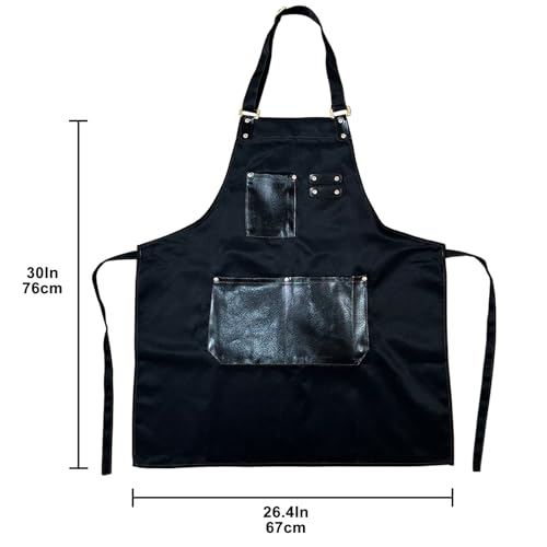 Barista Tools Apron for Women Hairstylists Servers Waterproof Canvas Kitchen Apron with 3 Pockets for Cooking Gardening