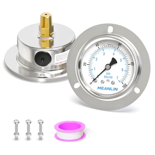 0~100Psi Liquid Filled Pressure Gauge Front Flange Panel Mount