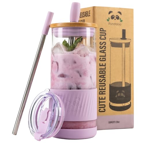 Glass Cups With Lids and Straws