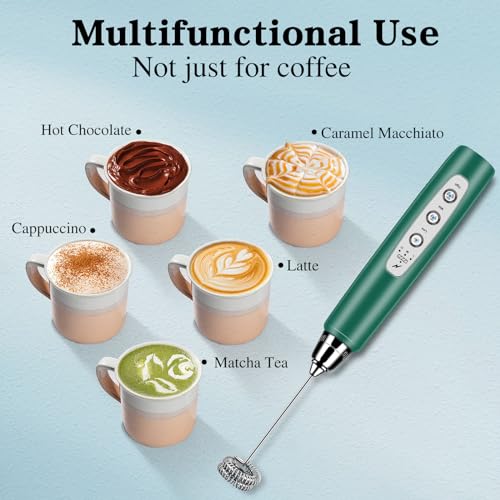 Milk Frother Wand Rechargeable Handheld Whisk Coffee 3 Speed Adjustable