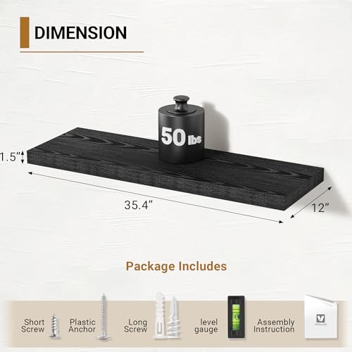 Black Floating Shelves 36 Inch (2 Count)