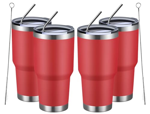 30oz Insulated Tumbler With Lids and Straws (4 Count)