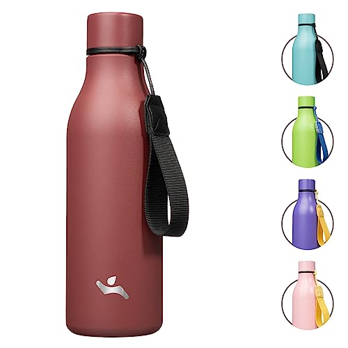 18 oz Insulated Stainless Steel Metal Water Bottle with Strap
