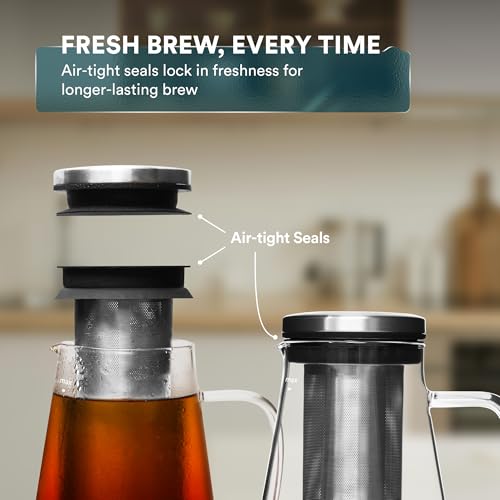 Airtight Cold Brew Coffee Maker with Tea Infuser & Spout 1.5L