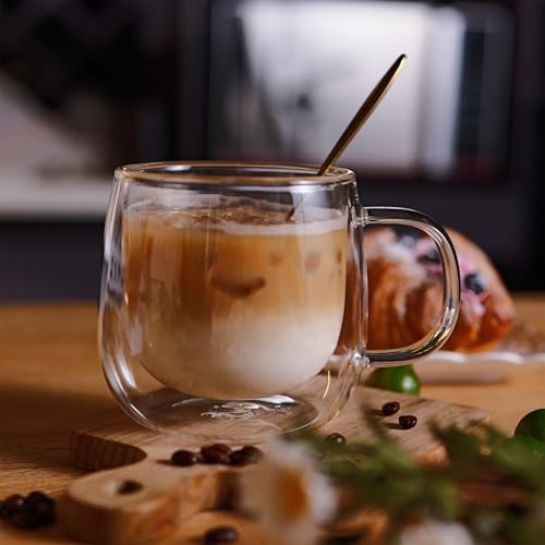 12oz Double Walled Glass Coffee Mugs (4 Count)