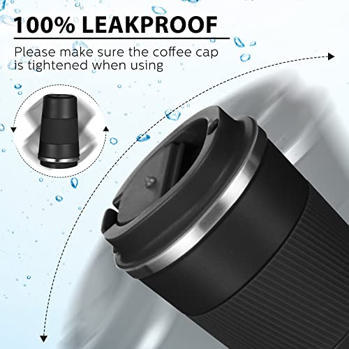 4 Pack 16 oz Bulk Travel Coffee Mug with Lid Reusable Vacuum Insulated Coffee Tumbler Double Wall Thermal Stainless Steel Camping Tea Cup for Christmas Winter Drinks Employee Gift