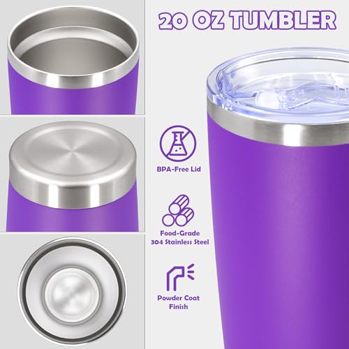 20oz Tumbler Stainless Steel Tumbler Coffee Tumbler with Lid Purple