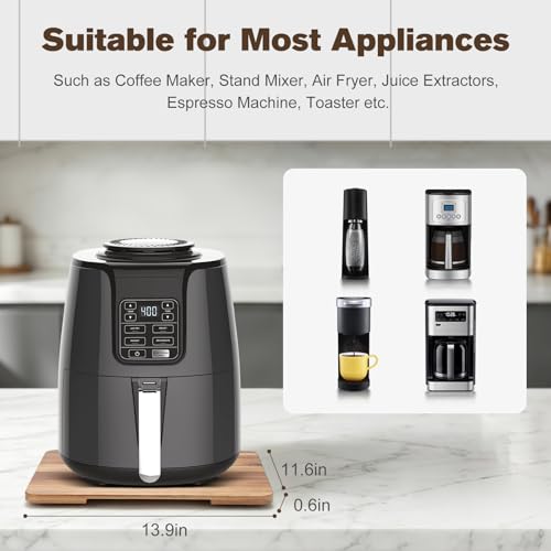 360°Rolling Tray Acacia Wood Kitchen Appliance Slider for Coffee Maker Pot