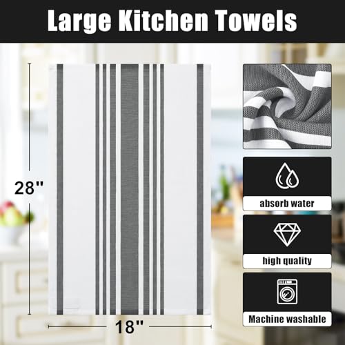 Premium Cotton Stripe Kitchen Towels 12 Pack (12 Count)