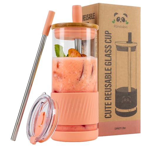 Glass Cups With Lids and Straws