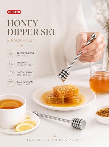 Honey Dipper 6.3 in 304 Stainless Steel Syrup Server Stick (2 Count)