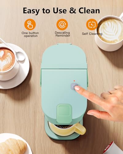 Mini Single Serve Coffee Maker for K Cups and Grounds with Handle