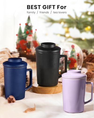 15 OZ Ceramic Tea Cup with Infuser and Lid