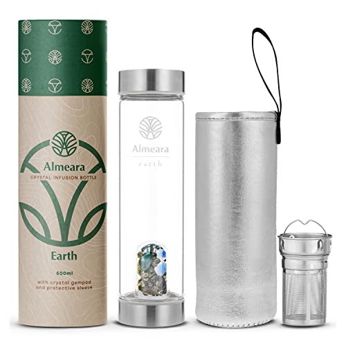 Crystal Water Bottle with Authentic Moss Agate