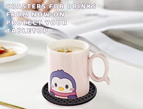 Rubber Coasters Set 6 with Holder