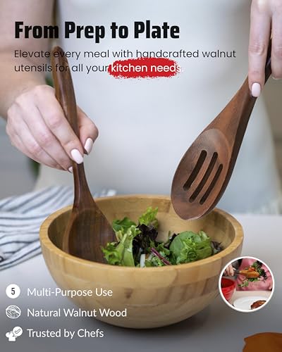 Elegant 5 Piece Walnut Wood Kitchen Utensil Set (5 Count)