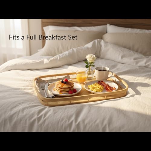 Set of 6 Natural Bamboo Trays for Eating (6 Count)