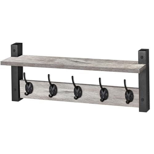 Coat Rack Wall Mount with Shelf