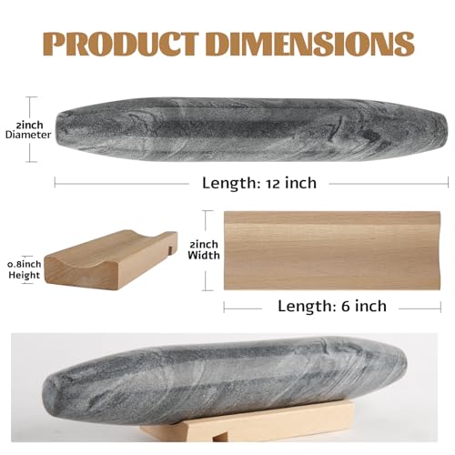 African Natural Grey Marble French Rolling Pin