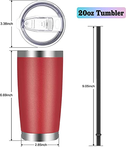 20oz Tumbler with Lid and Straw Stainless Steel Tumbler Cup Bulk Vacuum Insulated Double Wall Travel Coffee Mug Powder Coated Coffee Cup (6 Count)