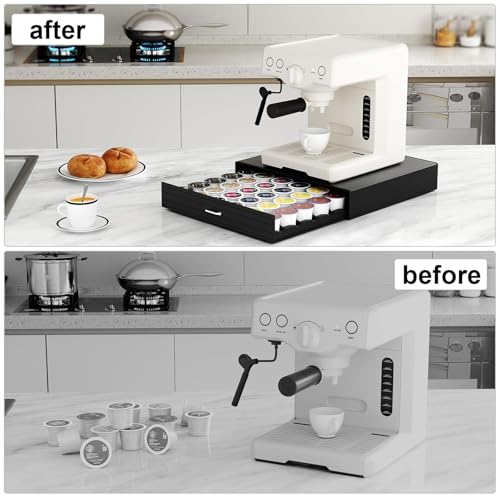 K Cup Holder Drawer 30 Pods Capacity Coffee Pod Holder Black